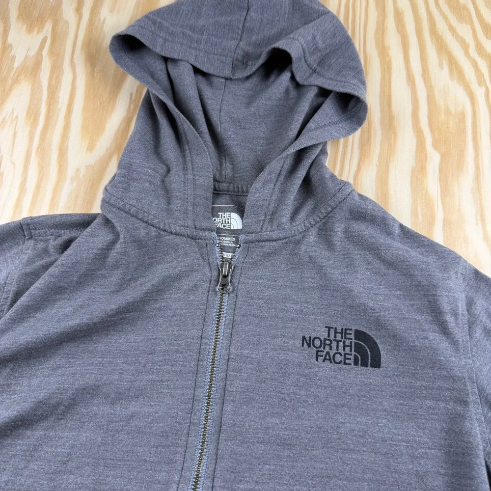 The North Face Mens Gray Full Zip Hoodie Standard Fit Small Heathered Logo